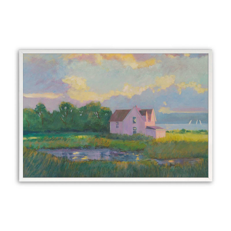 Imprimé rose chalet crépuscule, H 17 po x l 21 po, Blanc opaque