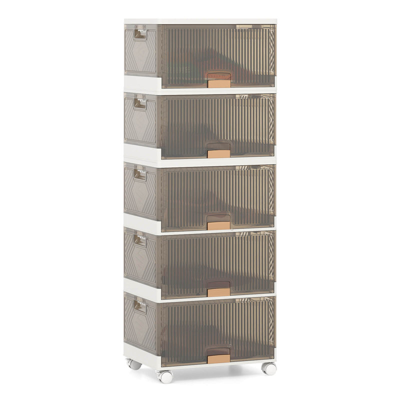 5 bacs de rangement empilables à 5 cubes avec roues amovibles grand organisateur 13,5 gallons