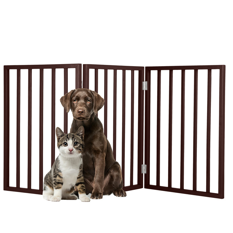 Barrière pour animaux PETMAKER - Clôture pliable en bois à 3 panneaux pour chiens et chats, 137 x 61 cm, clôture de sécurité autoportante en accordéon pour portes, escaliers et corridors, aucun outil nécessaire