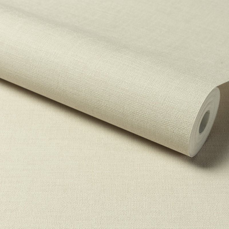 Structured Walls Collection Plain Linen Wallpaper Roll, Beige