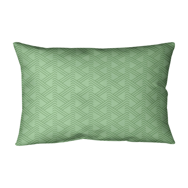 Coussin lombaire en similicuir à motif Zig Zag, Vert, Pas de bourre