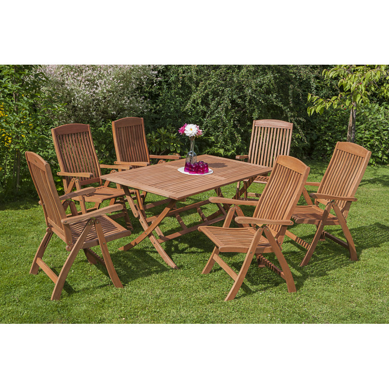 Adalmiina 6 - Person Wood Patio Dining Set with Rectangular Table