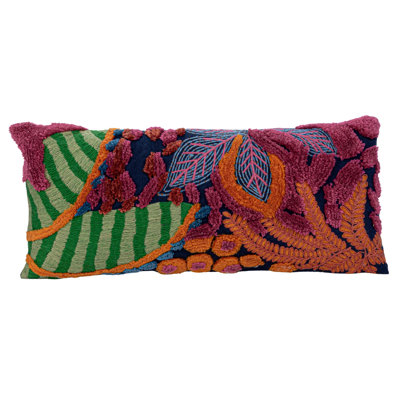 Embroidered Reversible Throw Pillow
