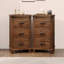 Ensemble de deux tables de chevet 3 tiroirs rustiques, style ferme en bois récupéré