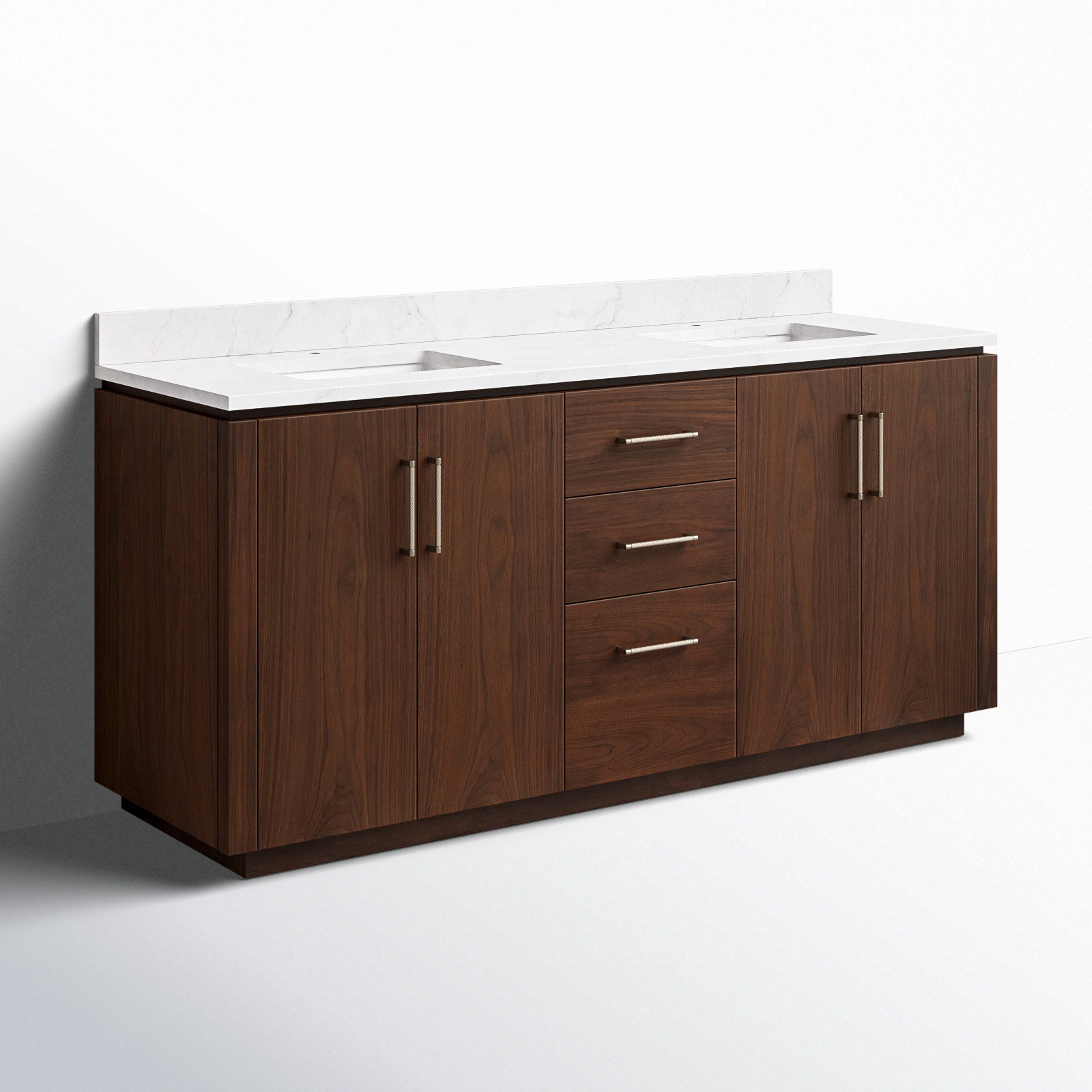Cloverfield 72'' Double Bathroom Vanity, Natural Walnut, Gold
