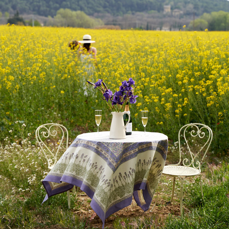 Lavender Handmade Floral Tablecloth, 59" W x 59" L