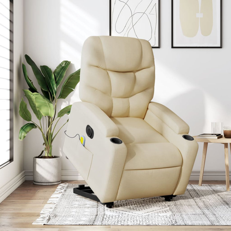 Fauteuil de massage inclinable électrique, Polyester crème