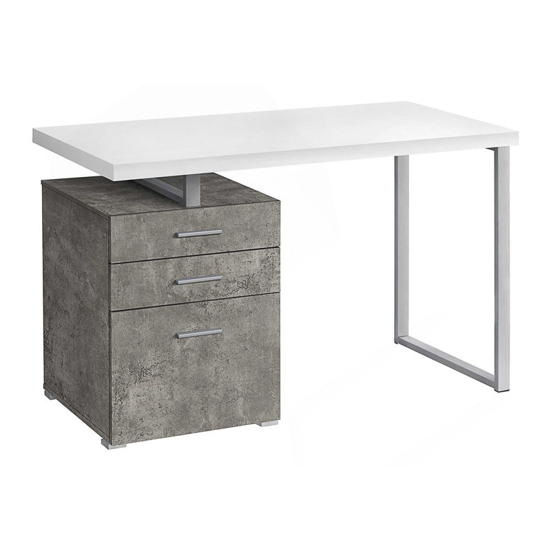 Bureau d'ordinateur moderne de 48 pouces avec installation réversible et tiroirs de rangement pour l'efficacité du bureau à domicile.