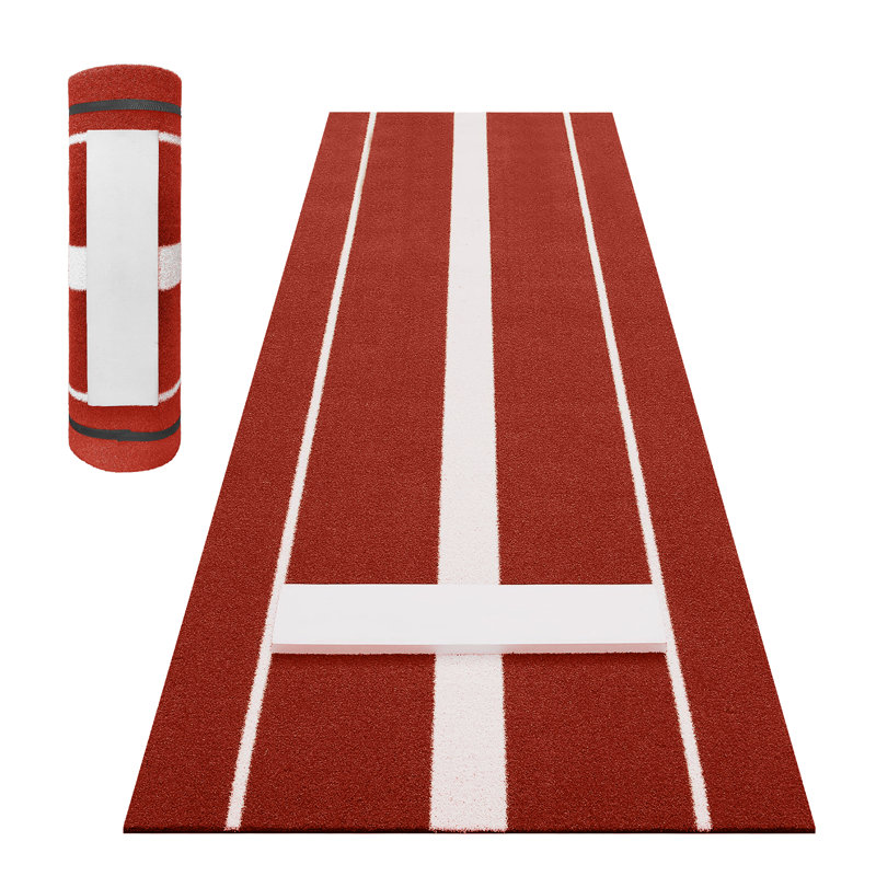 10 x 3 ft Softball Pitching Mat,Softball Practice Mat with Rubber Base and Denser Anti-Fade Turf,Softball Pitching Mound for Outdoor and Indoor Use,Red