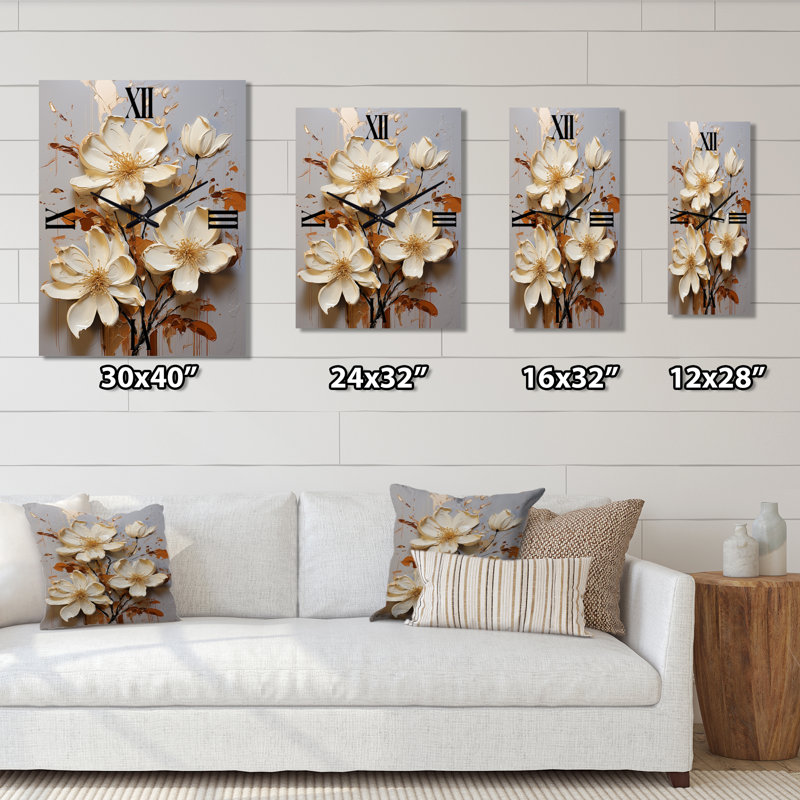 Horloge murale Brekin - Magnolias surdimensionnée, Grand