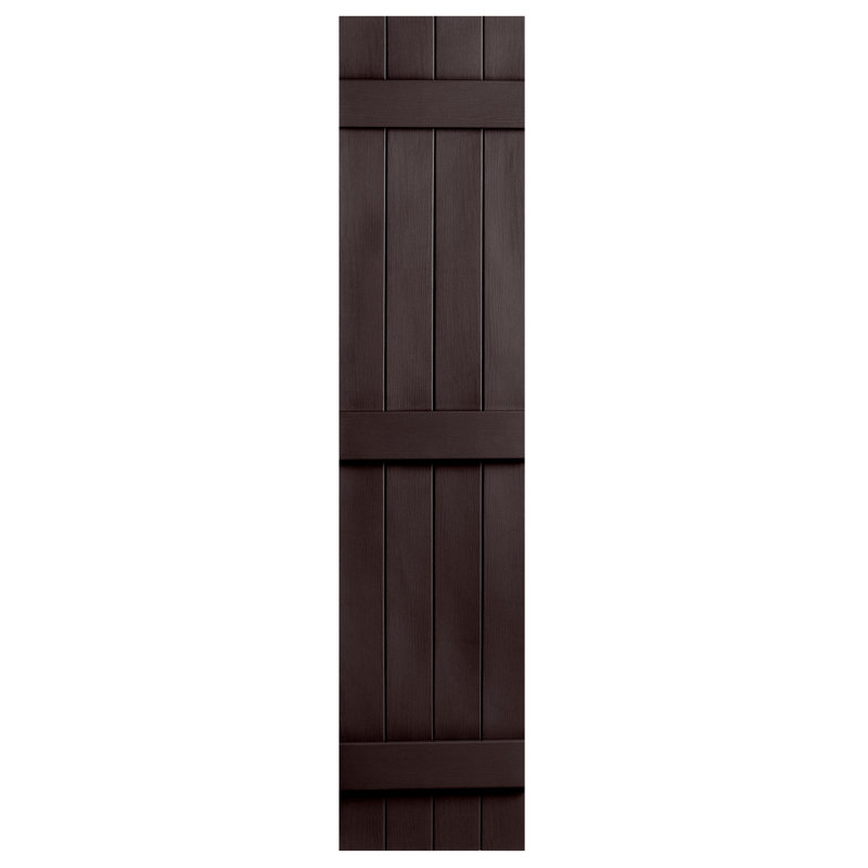 Paire de volets en vinyle fermés à quatre planches et lattes, Chocolat, 71 po