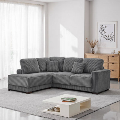 93" L-Shaped Sectional Sofa with Reversible Chaise Lounge, Soft Corduroy Couch for Living Room, Apartment by Latitude Run