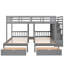 Lit superposé triple en bois avec tiroirs, garde-corps et conception compacte-269436621