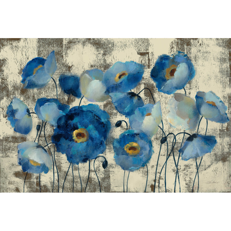 «Aquamarine Floral» par Silvia Vassileva, reproduction sur toile tendue, H 8 po x l 12 po, Non, Toile tendue