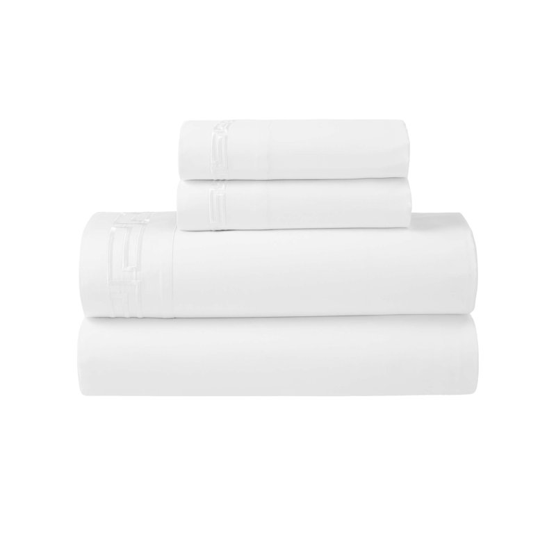 Ensemble de draps Harrison, Ensemble de draps pour lit simple avec 1 taie d'or, Blanc