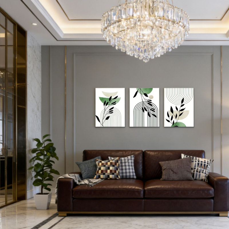 3 pièces d'art mural sur toile sans cadre vert bohème 16 po x 24 po