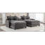 Canapé modulaire en chenille de 111 po avec deux repose-pieds amovibles, deux ports USB, deux porte-gobelets et une grande boîte de rangement pour le salon, gris-129158258