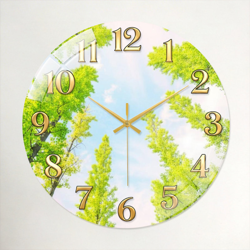 Arbre horloge murale décorative moderne en verre, 60 x 60 cm (23,6 x 23,6 pouces)