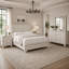 Ensemble de chambre pour grand lit, blanc, argent, bois crème, ensemble de 4 pièces avec 2 tables de chevet et commode