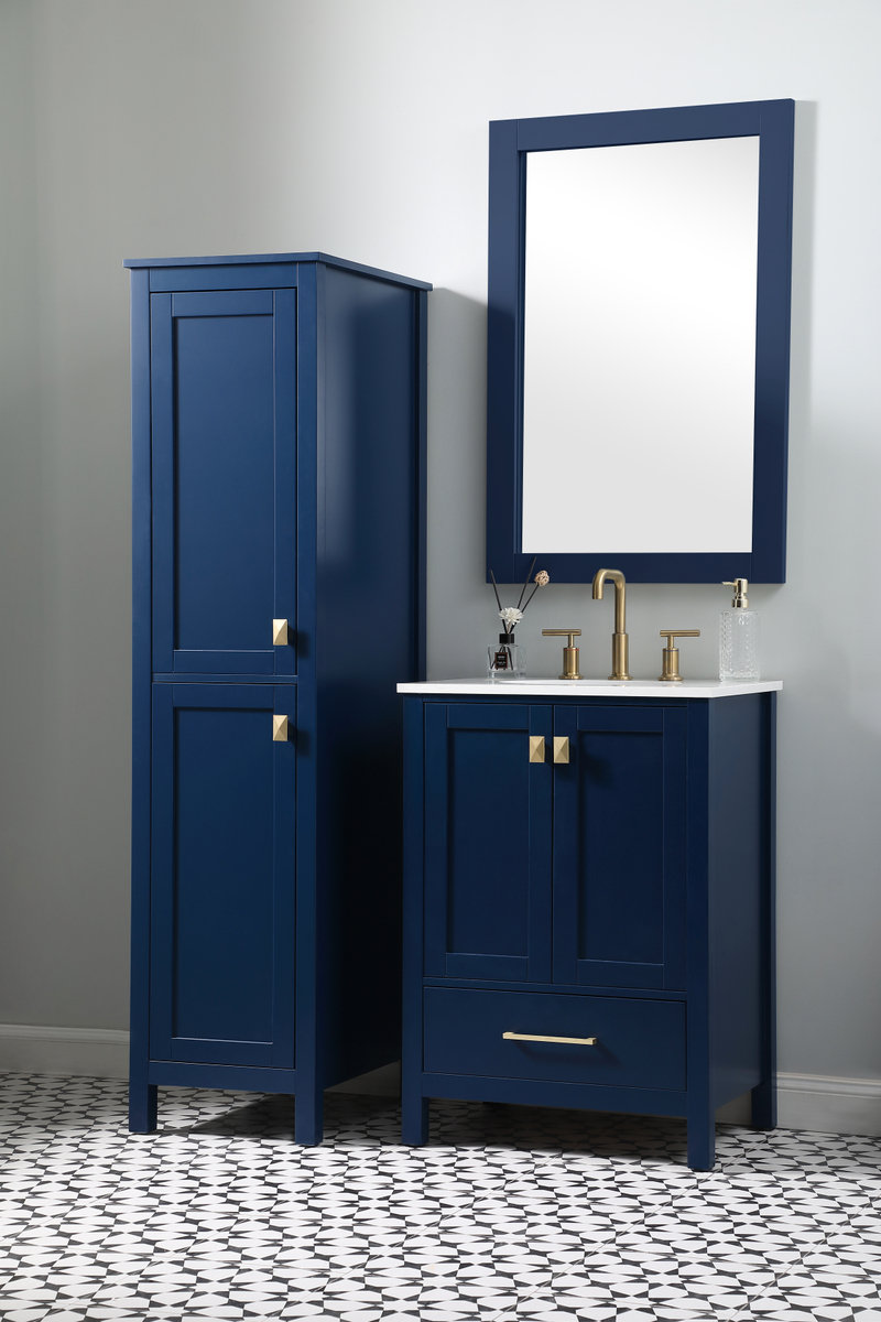 Destinymarie Linen Cabinet, Blue/Gold, 65"H x 16"W x 22"D