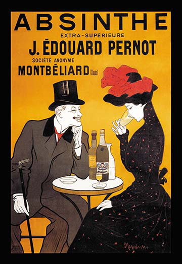 « absinthe j. edouard pernot » par leonetto, cappiello affiche rétro, H 42 po x l 28 po x P 1,5 po