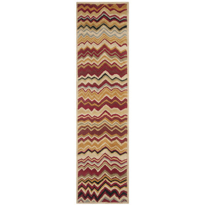 Tapis beige / rouge / brun en laine touffeté à la main Tanner