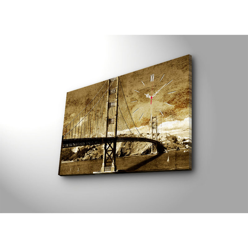Elegant Decorative Canvas Wall Clock, 17.7 x 27.6 inches | 100% Suede Canvas, 100% Wooden Frame (Thickness: 1.2 inches) | Stylish Home Décor for Living Room, Bedroom & Office, Unique and Functional Timepiece
