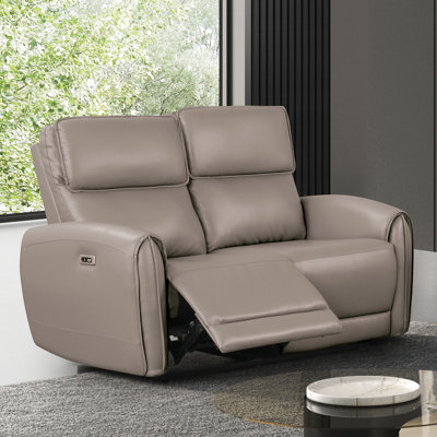 57.4" W Contemporary Power Loveseat, Light Brown