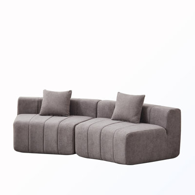 2-Seat Curved Sectional Sofa with 2 pillows