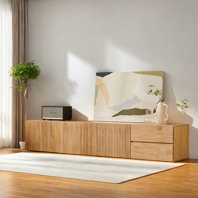 Meuble télé Modern, Burlywood, H 16,53 po x L 86,61 po x l 16,53 po