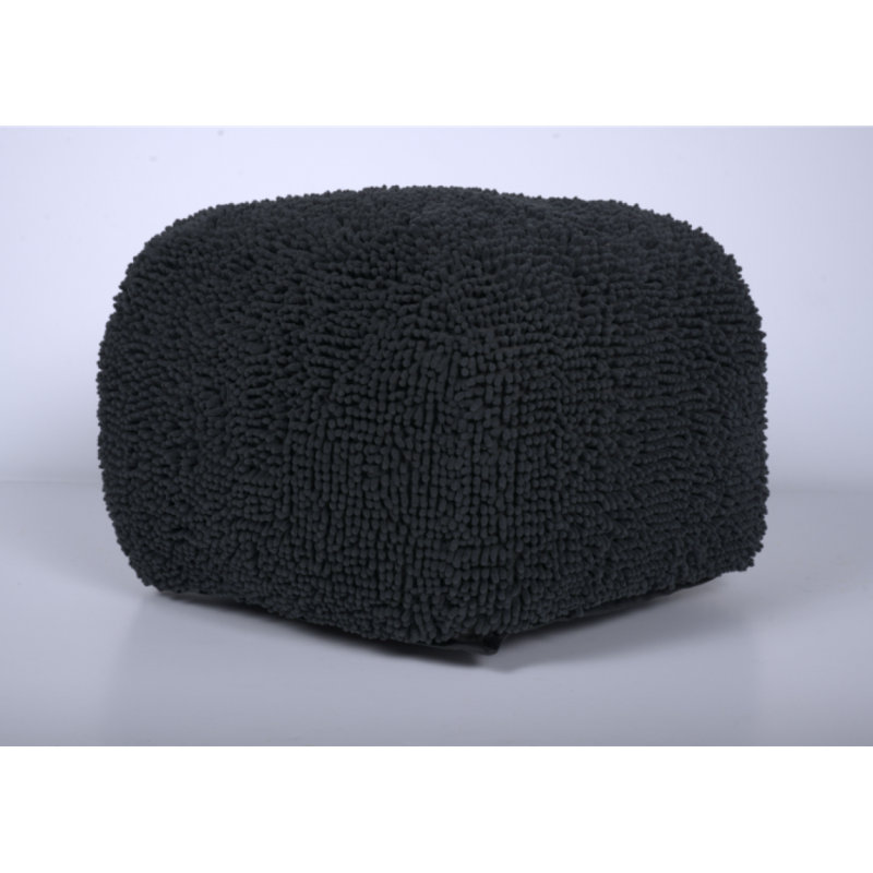 Spongy Microfiber Square Pouf, Dark Charcoal, Charcoal