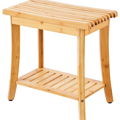 Banc de douche en naturel, traitement anti-pourriture, support de 330 lb, patins antidérapants, siège à lattes à séchage rapide pour fauteuil de salle de bain, peinture imperméable, relaxation ergonomique incurvée