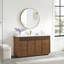 Ensemble de meuble-lavabo simple 60 po en noyer naturel avec plateau en pierre composite Taren-1208970040