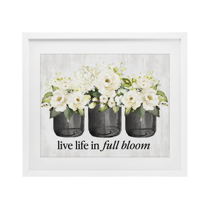 «Life In Full Bloom», reproduction encadrée sous verre rustique, design par lettré et doublé, H 17 po x l 21 po