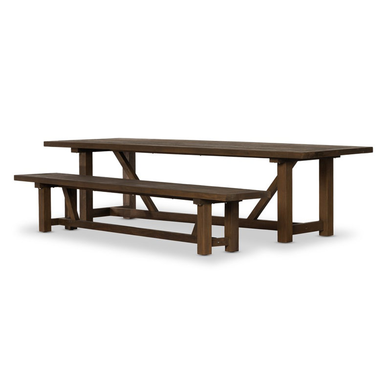 Stewart Outdoor Teak Dining Table, Dark Walnut