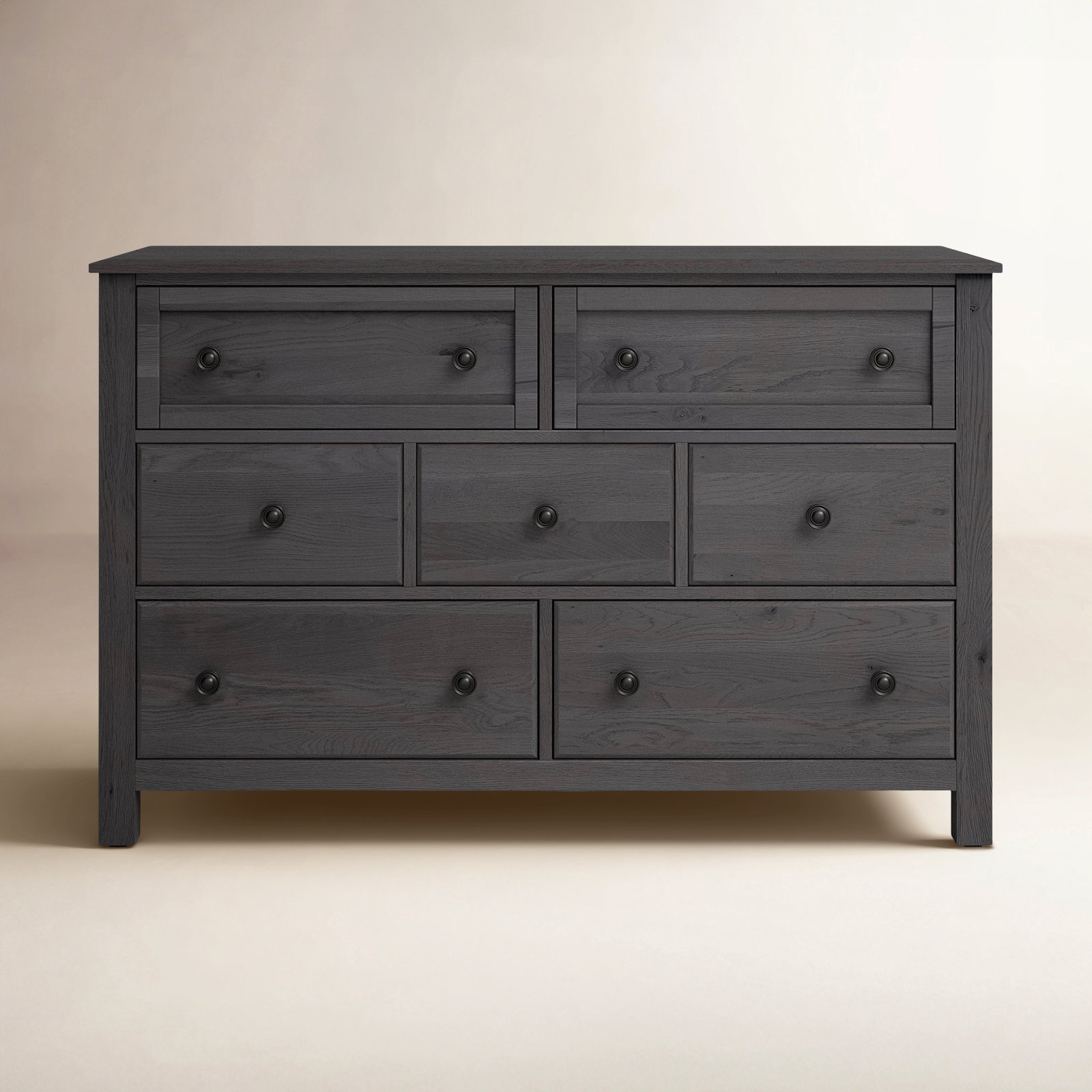 Lewin 60" Oak 7-Drawer Dresser, Graphite