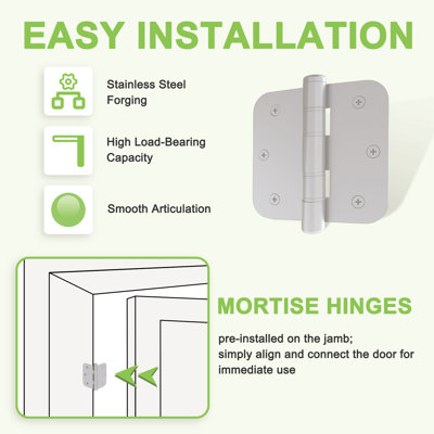 Pine Wood Single Door Jamb Frame Kits for Right-Handed 80'' High Doors, Multi-Size Adjustable Jamb (Fits Up to 36'' Wide), Assemly Required, Complete with 3 Silver Hinges & Door Seal Strips, Unfinished Pine