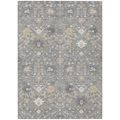 Elara Gray Washable Indoor-Outdoor Rug - 