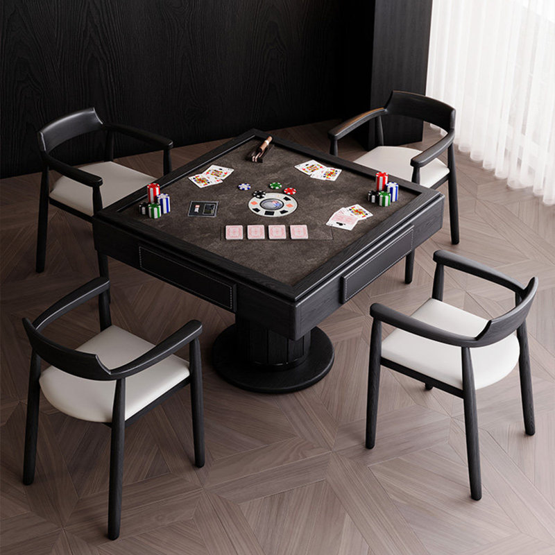 35.43"Solid Wood Ash Black Automatic Dual-Purpose Dining & Poker Table