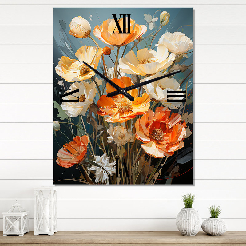 Les boutons d'or sont éclatés en formes angulaires I - Horloges murales Buttercups, Médium