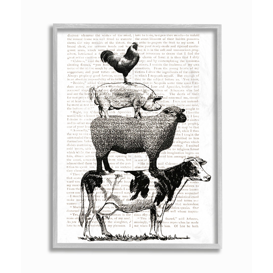 " Black And White Animal Stack " by Daphne Polselli Stupell Industries 