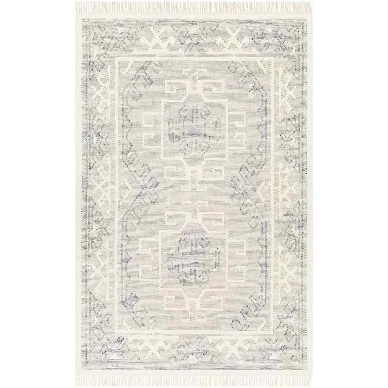 Tapis oriental gris en laine tissé à la main Saber, Rectangle 2 pi x 3 pi