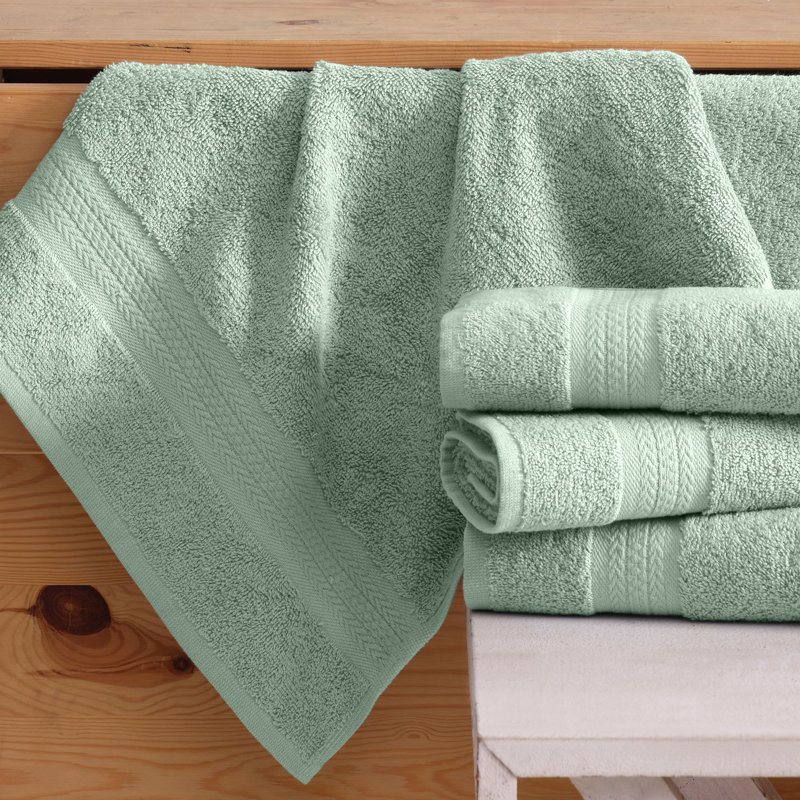 4-Pack Quick-Dry 100% Turkish Cotton Hand Towel Set for Bathroom, 16x30 Inches, Light Green
