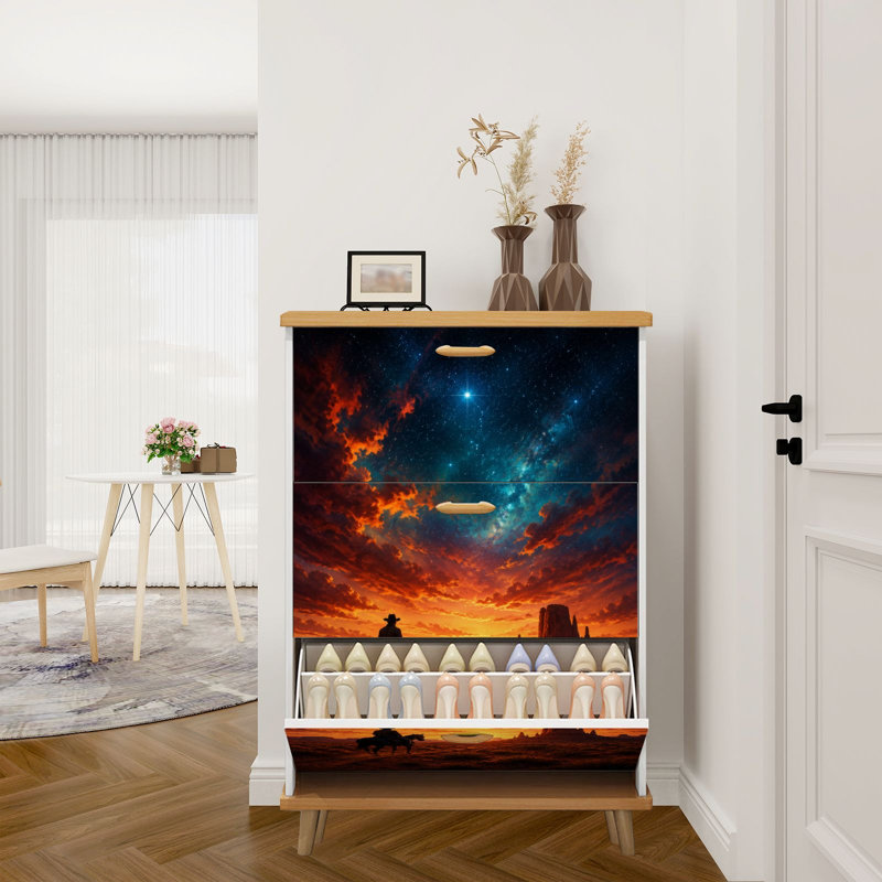 Armoire de rangement pour chaussures avec 3 tiroirs rabattables pour cowboy Western