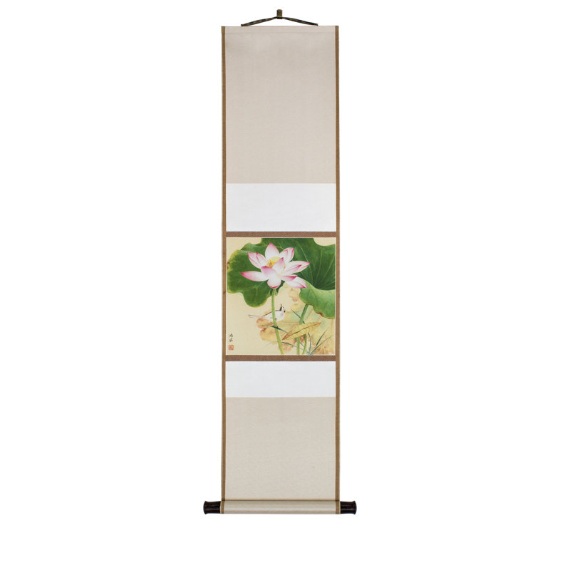Lotus dans le vent - Rouleau suspendu de peinture botanique asiatique