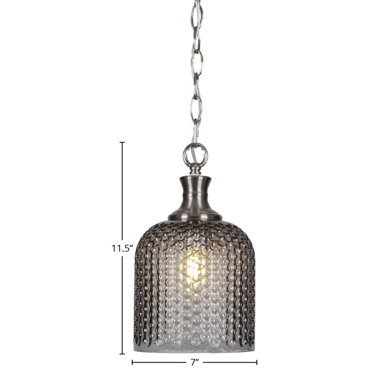 Luminaire suspendu à chaîne 1 lumière Zola, Nickel