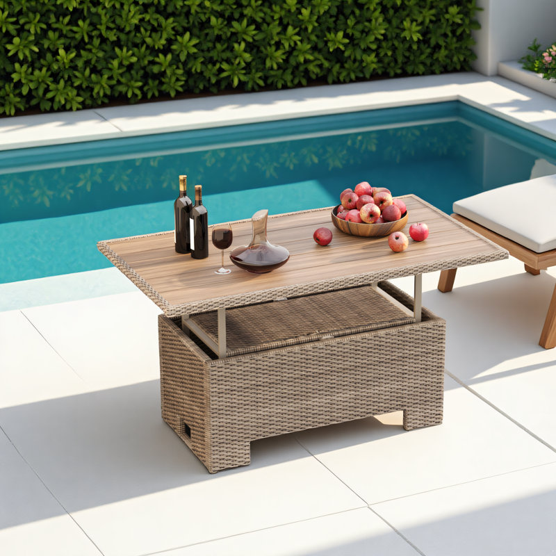 Cahlan Extendable Wicker Dining Table, Brown