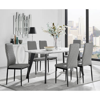 Novara White Marble Round Dining Table 120cm and 4 Calla Chairs Furniture  Set