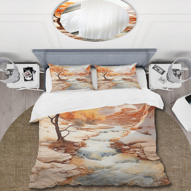 Literie , Housse de couette pour grand lit et 2 taies décor