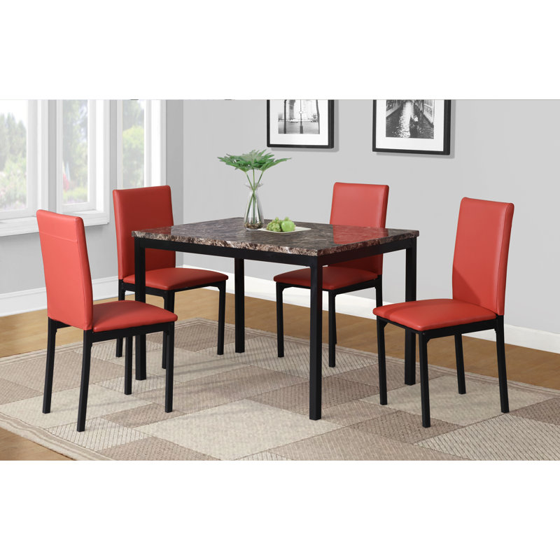 Ensemble repas pour 4 personnes Bueschel , Rouge, Marbre noir
